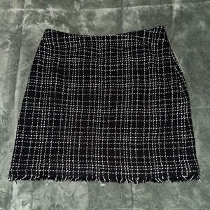 John Paul Richard Skirt Womens 10 Black White Check Classic High Waist Side Zip